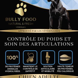 Bully Food (vétérinaire)
Natural & Fresh
soins articulaire et contrôle du poids
10kg